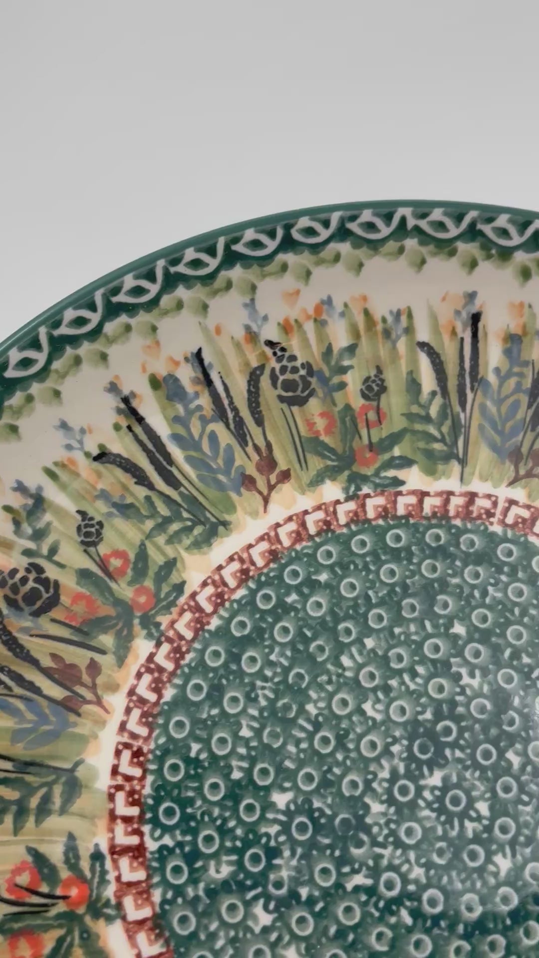 10” Plate.  Hand crafted Polish pottery stoneware: UNIKAT Harvest Design
