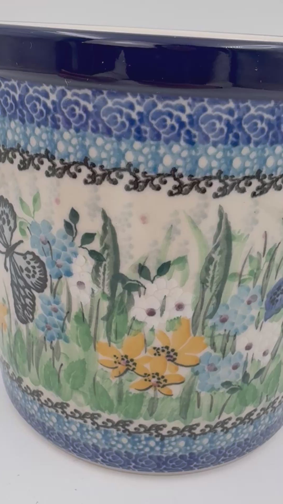 Utensil Jar 6”.  Handmade Polish pottery.  UNIKAT Sweet Nectar