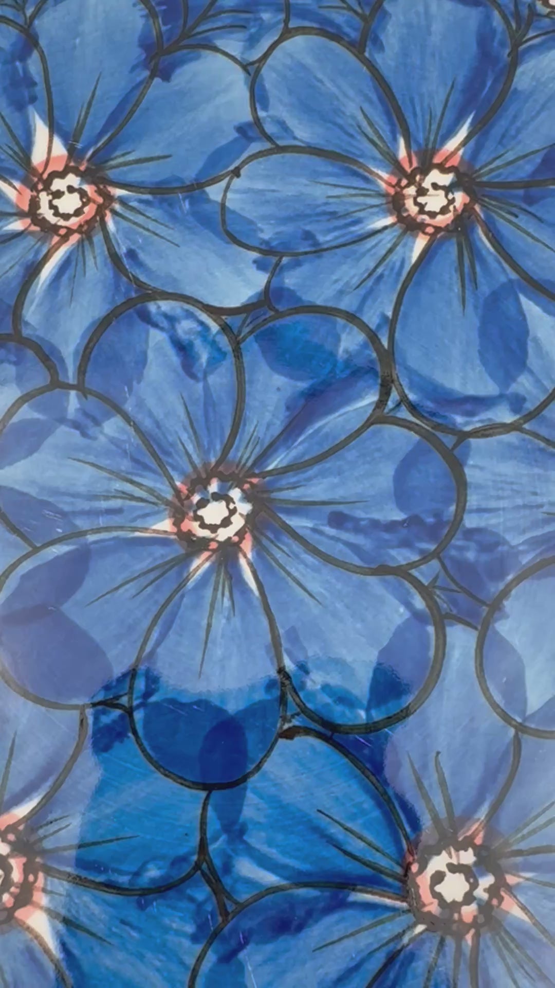 10.5” Plate.  Hand crafted Polish pottery stoneware: UNIKAT Cobalt Poppies
