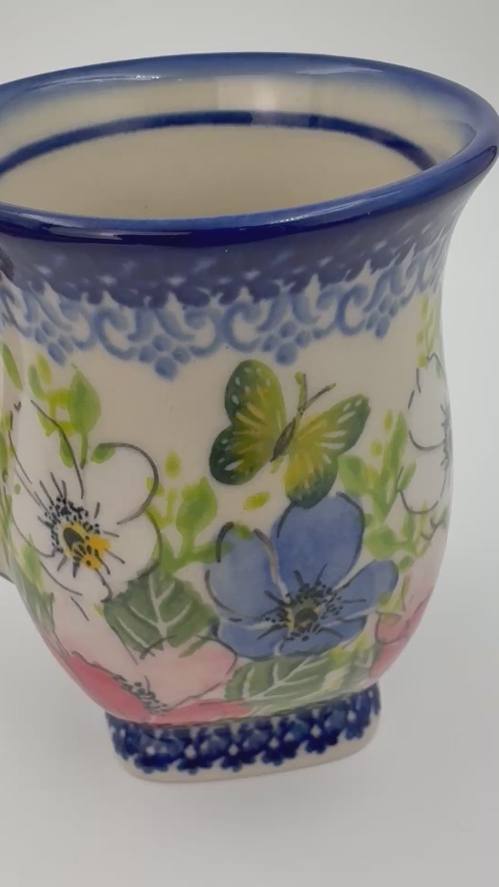Tulip Mug 10oz. Handcrafted Polish pottery stoneware:  UNIKAT Garden Bouquet