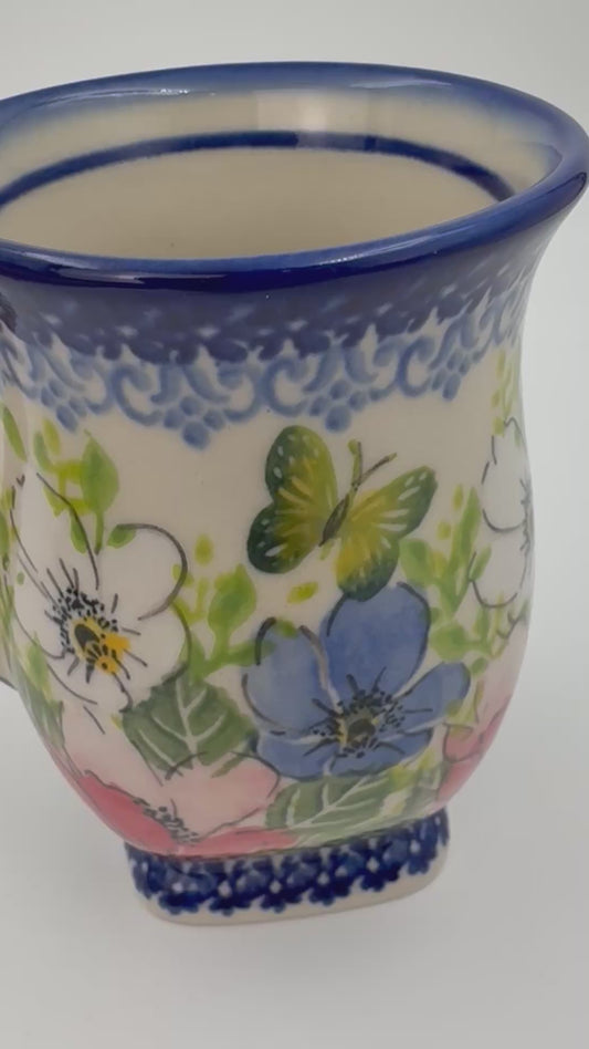 Tulip Mug 10oz. Handcrafted Polish pottery stoneware:  UNIKAT Garden Bouquet