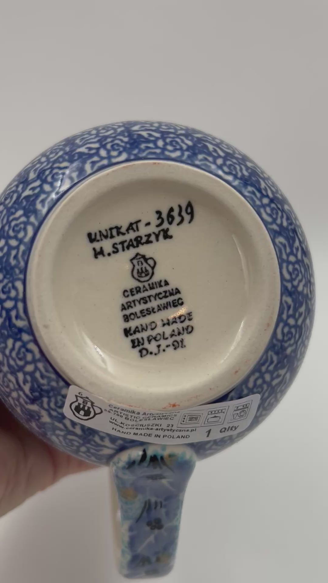 12 oz Polish Pottery floral bubble mug is made by talented artisans from Poland.  holds 12 ounces of fluid.