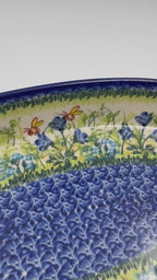 13" Oval Boat with Handles handmade in Poland. UNIKAT Bluebell Meadow Design
