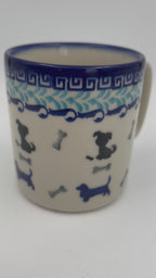 13 oz Puppy Mug. Handcrafted Polish pottery stoneware:  Puppy Pleasure