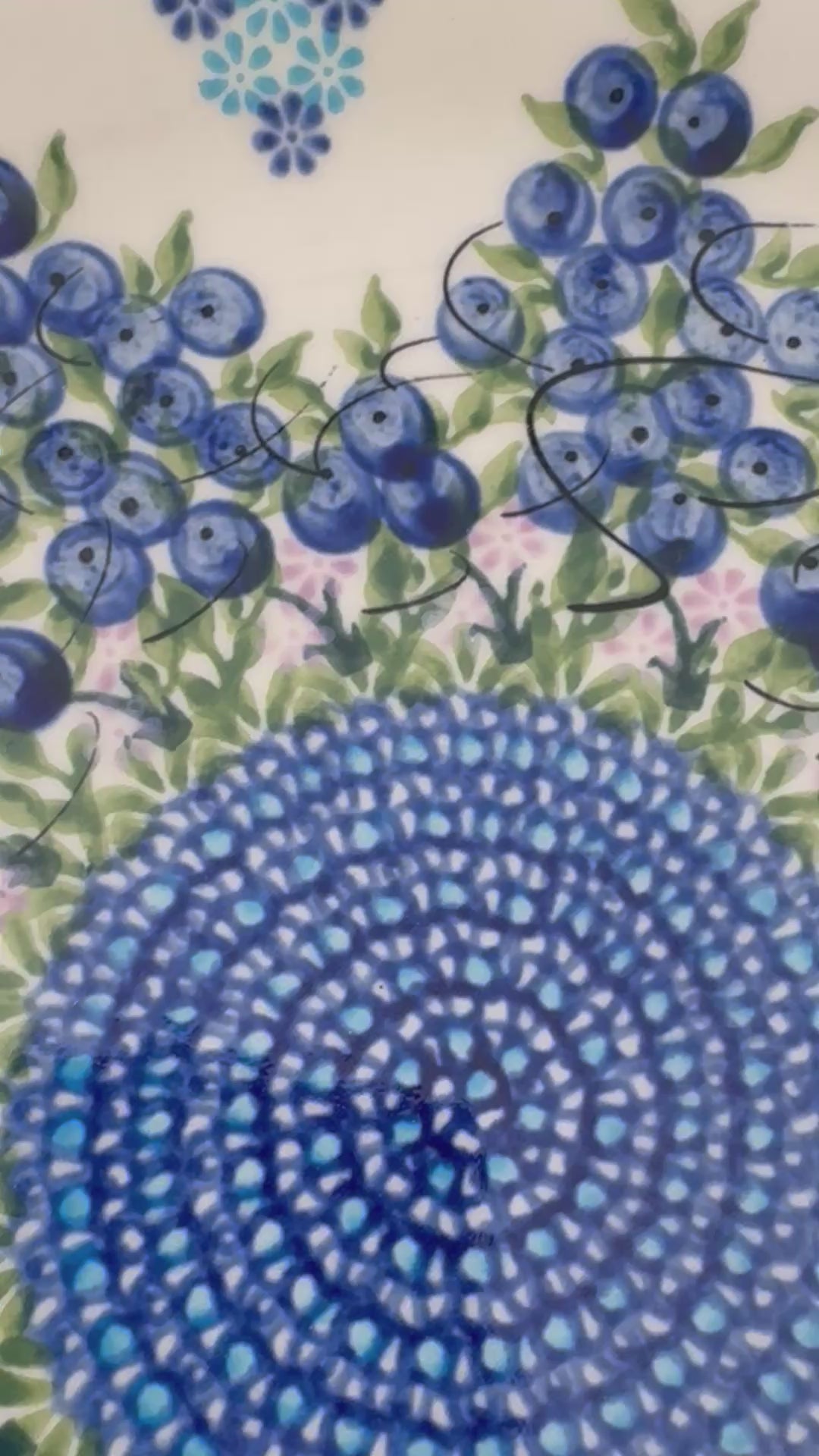 10.2” Plate.  Hand crafted Polish pottery stoneware: UNIKAT Blueberry Design