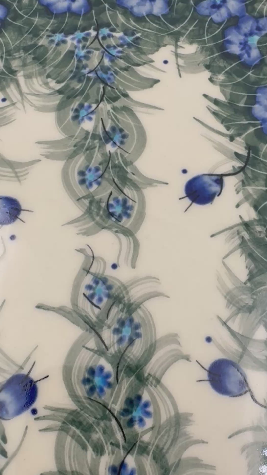11" Medium Daria Platter.  Hand crafted Polish pottery stoneware: UNIKAT Forget Me not Pansy