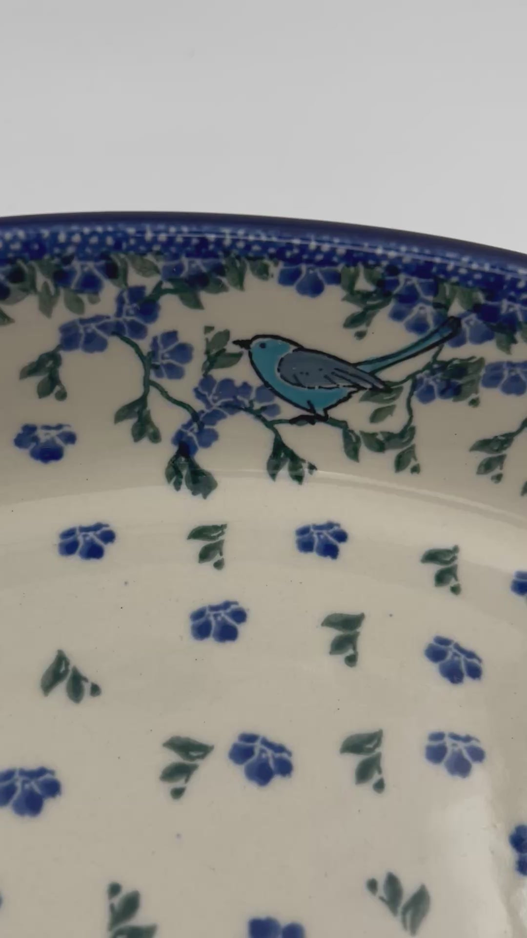 8" Oval Baker handmade in Poland.  Baby Bluebird Design