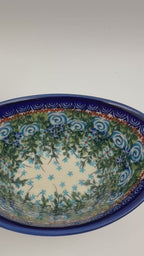 6” Oval Tub Bowl.  Hand crafted Polish pottery stoneware:  UNIKAT Whispering Ferns Design