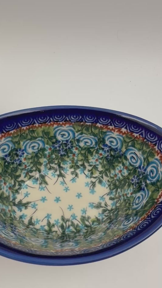 6” Oval Tub Bowl.  Hand crafted Polish pottery stoneware:  UNIKAT Whispering Ferns Design