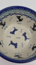 5” Puppy Bowl.  Hand crafted Polish pottery stoneware:  Puppy Pleasure