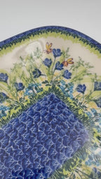 13” Large Daria Platter.  Hand crafted Polish pottery stoneware: UNIKAT Bluebell Meadow