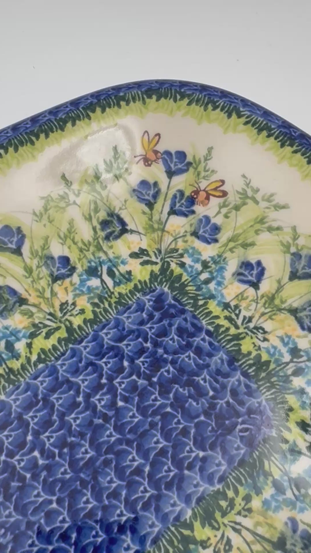 13” Large Daria Platter.  Hand crafted Polish pottery stoneware: UNIKAT Bluebell Meadow