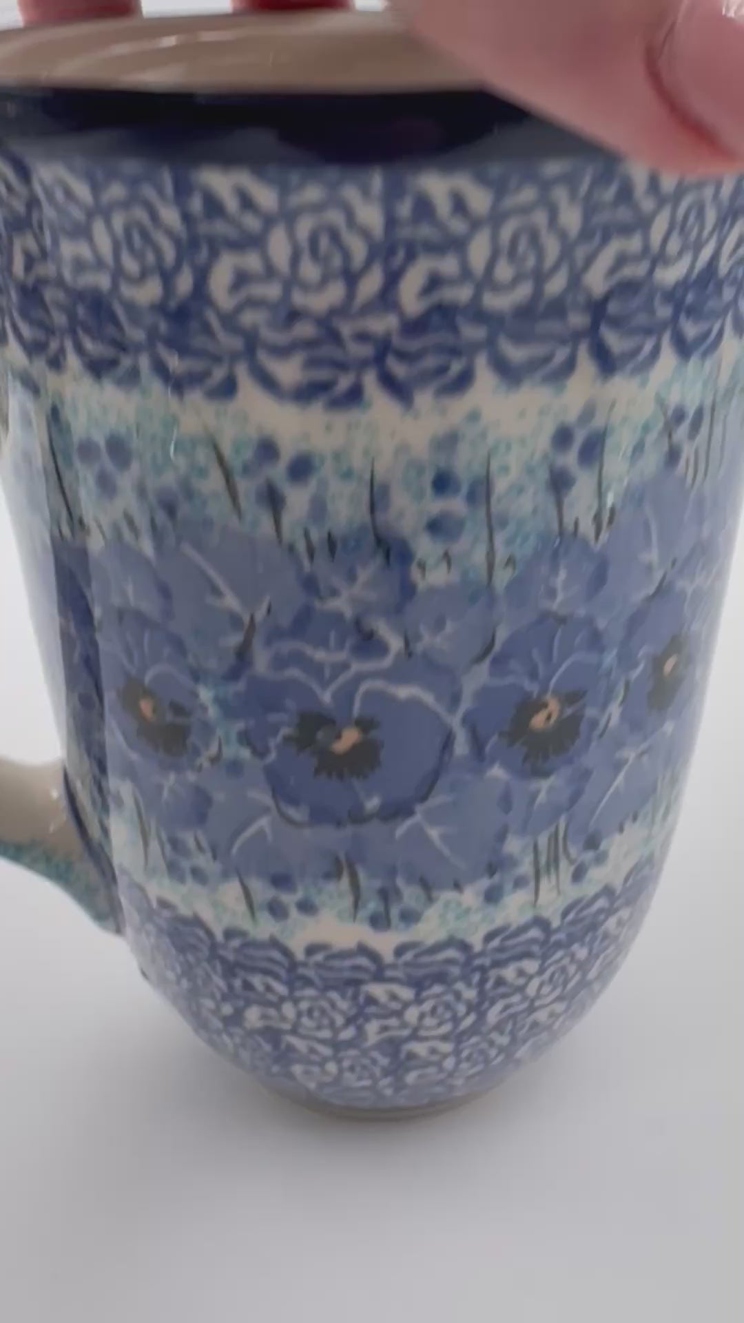 19 oz Latte Mug. Handcrafted Polish pottery stoneware: UNIKAT Deep Winter
