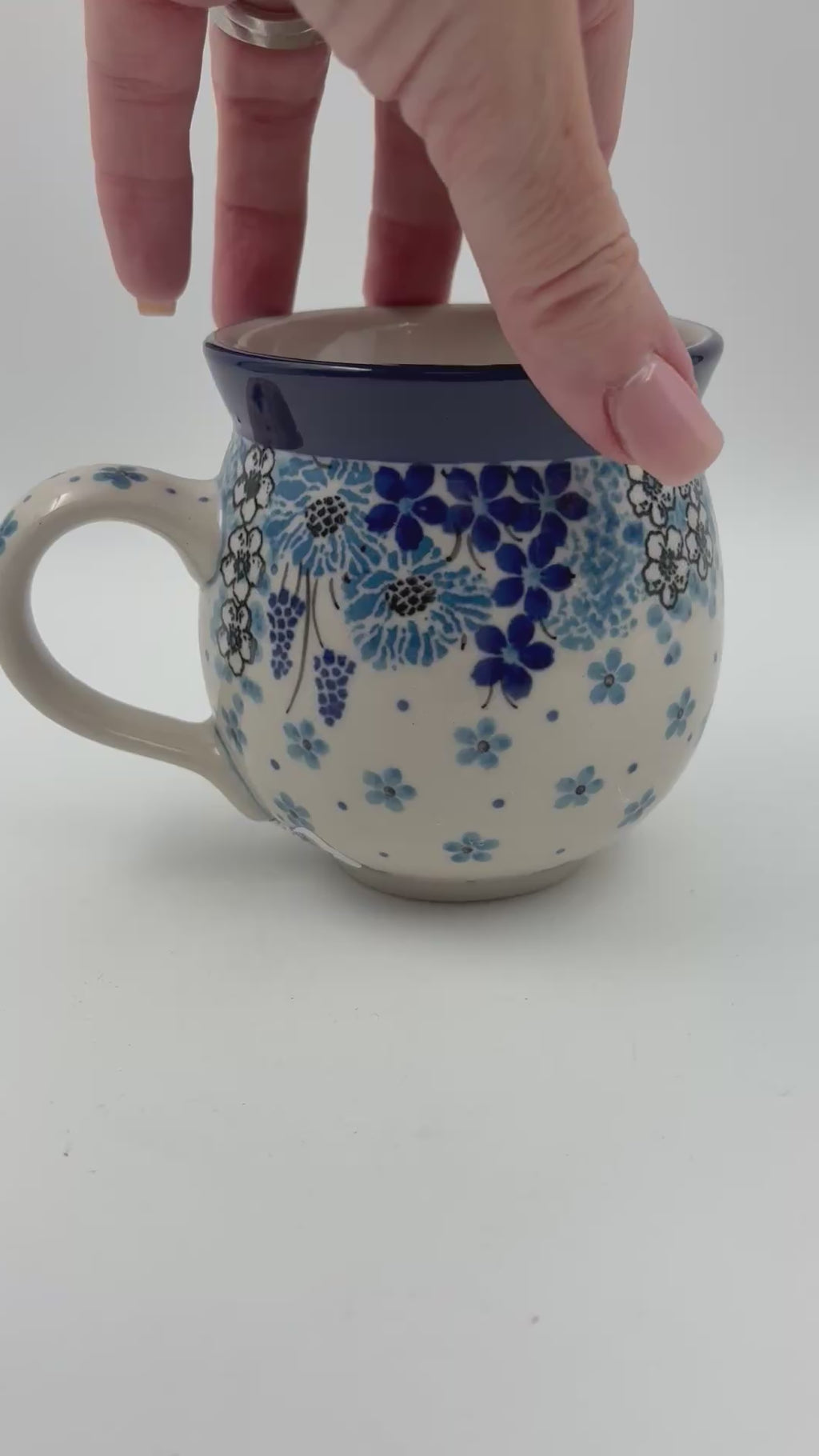 12 oz Bubble Mug. Handcrafted Polish pottery stoneware:  UNIKAT Morning Glory Design