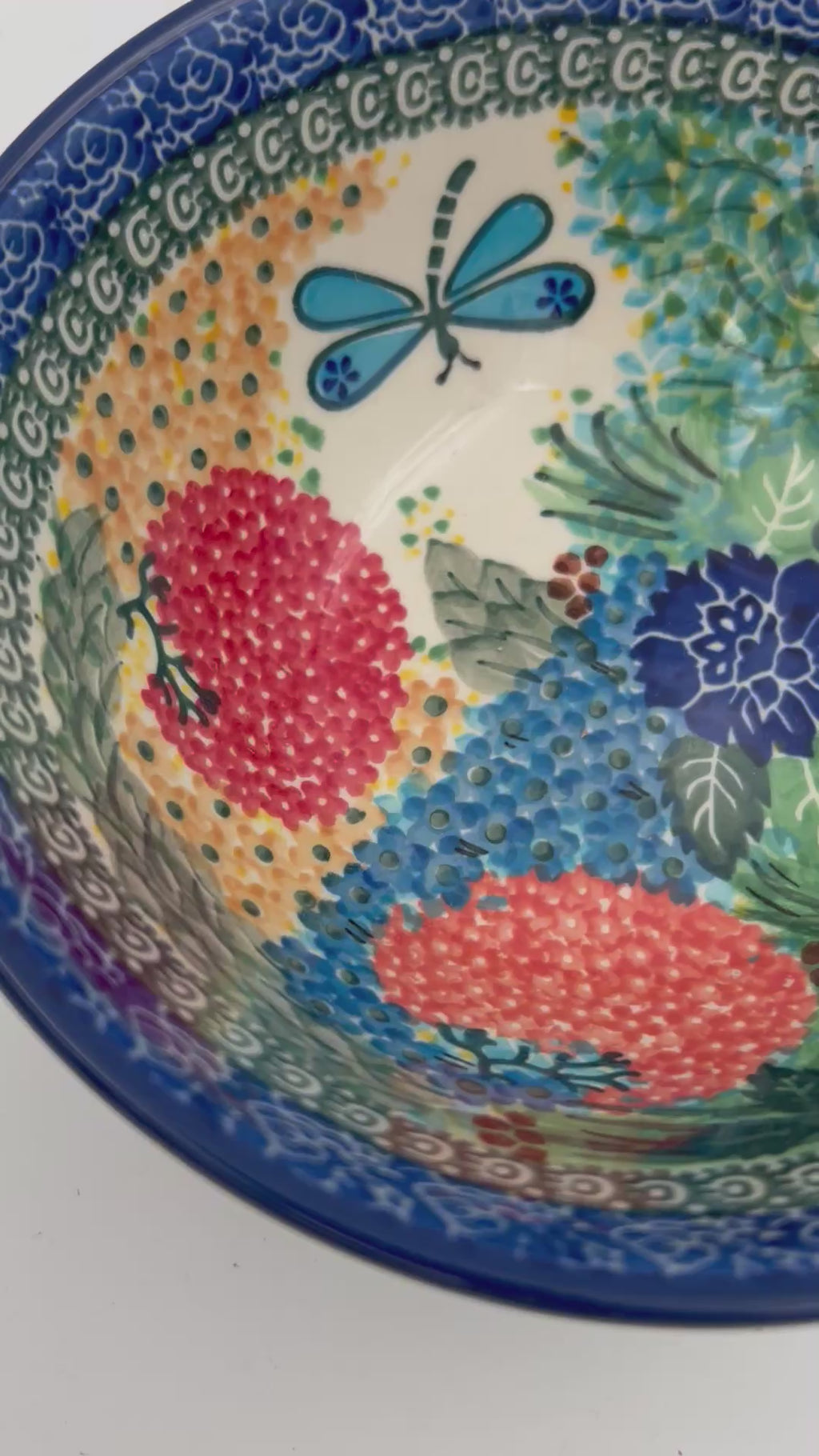 6.57” Stacking Bowl.  Hand crafted Polish pottery stoneware: UNIKAT Garden Delight Design