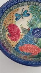6.57” Stacking Bowl.  Hand crafted Polish pottery stoneware: UNIKAT Garden Delight Design