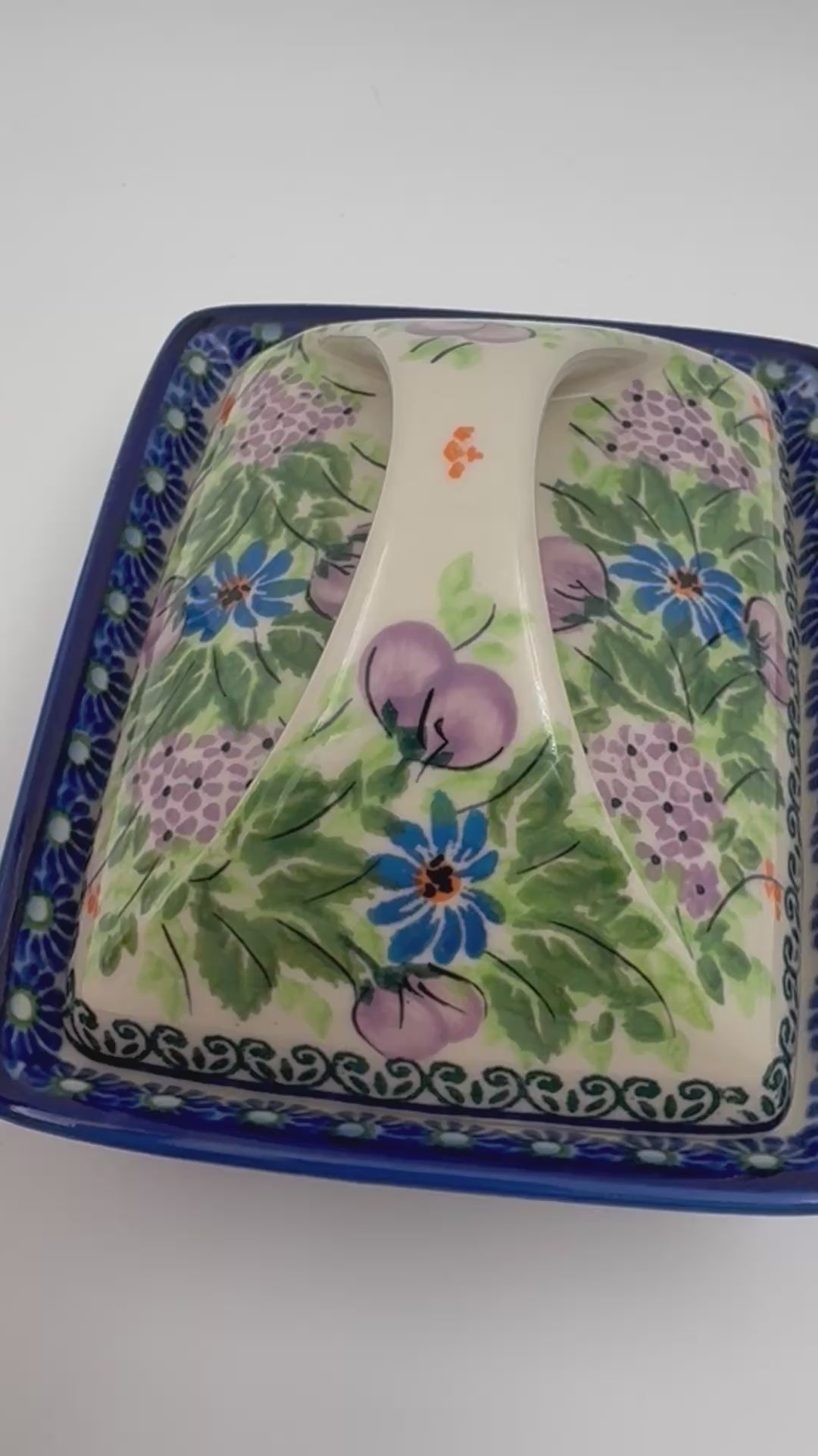 Butter Dish Deep: UNIKAT Floral Garden