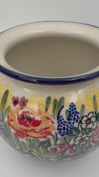 Vase 6”.  Handmade Polish pottery.  UNIKAT Copper Rose Meadow Design