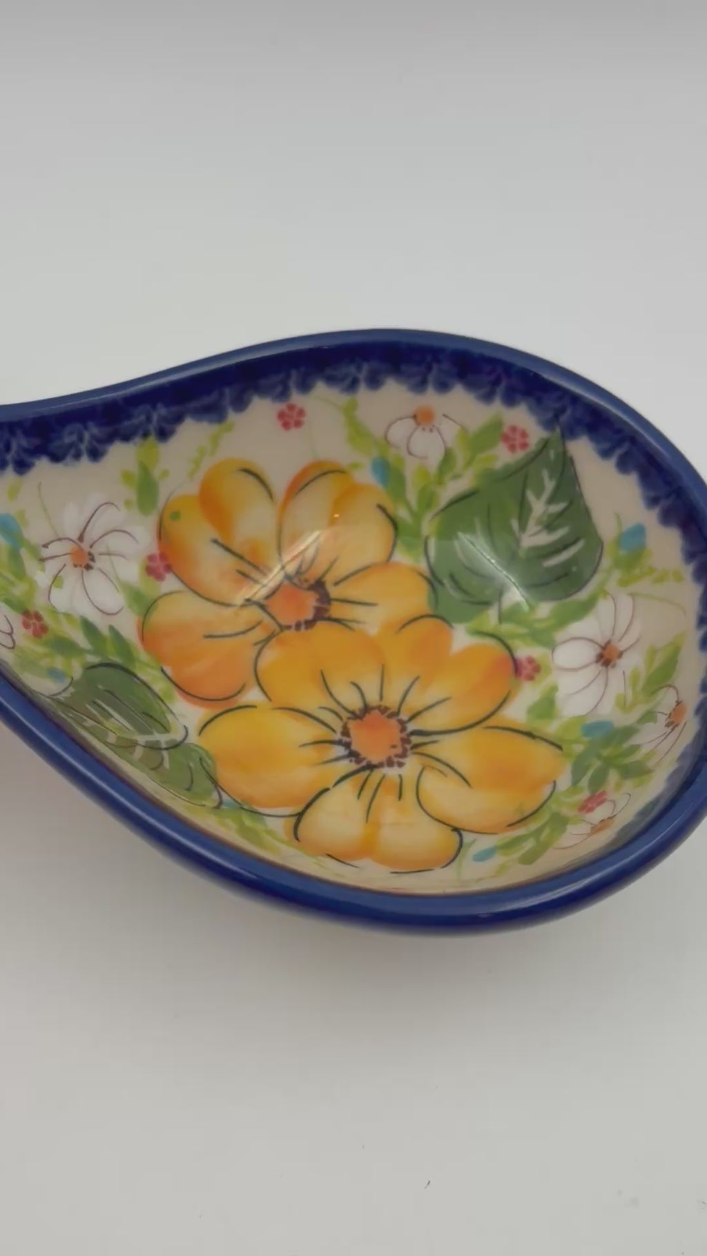 Spoon Stand.  Handmade Polish pottery.  UNIKAT Orange Poppy