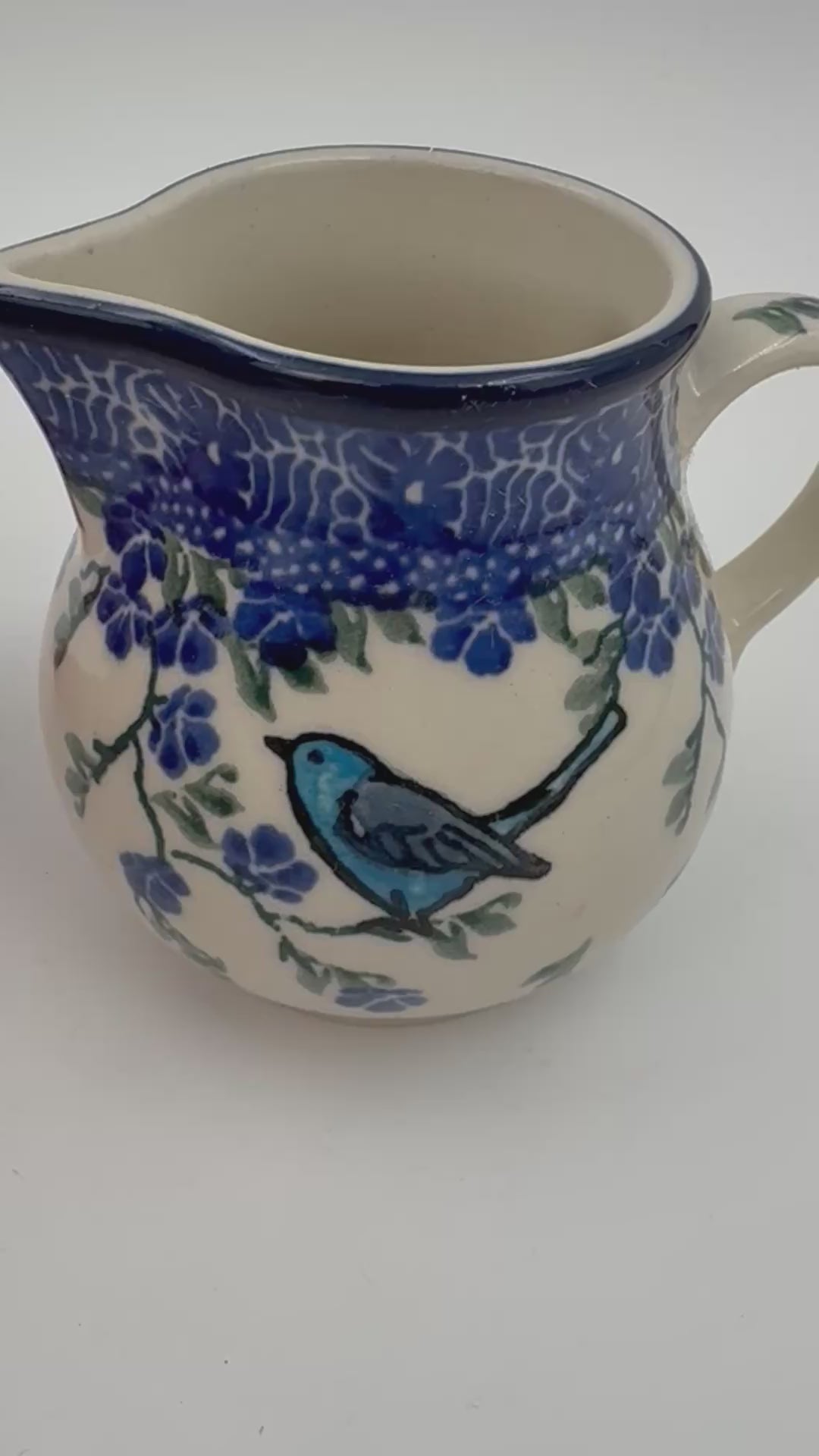 7 oz Creamer.  Baby Blue Bird Design