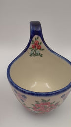 12 oz Bowl/Mug with Loop-Handle.  Hand crafted Polish pottery stoneware: UNIKAT Red Berry