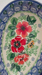 Spoon Rest 5”.  Handmade Polish pottery.  UNIKAT Candy Red Poppy Design