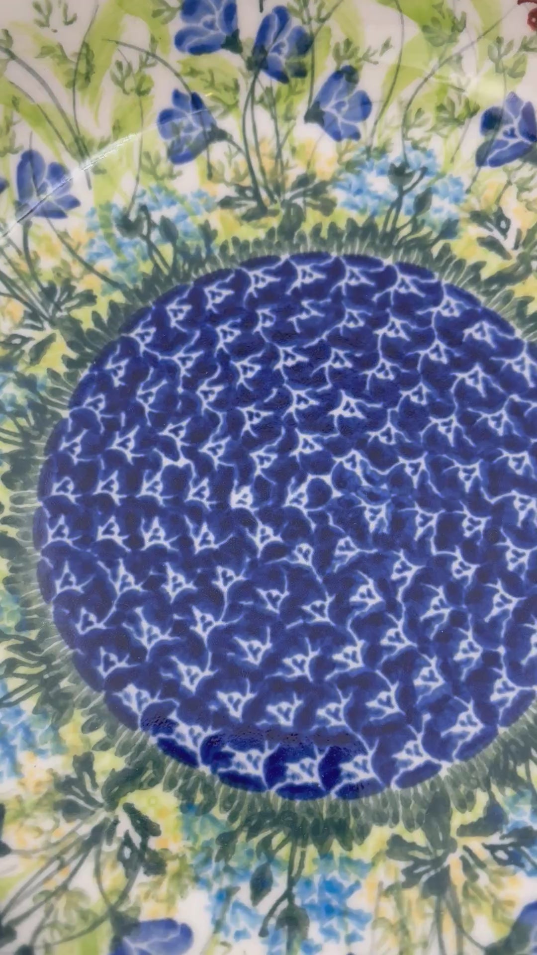 9" Wavy Bowl: UNIKAT Bluebell Meadow Design