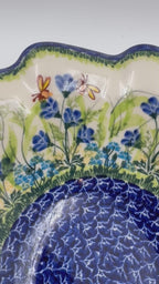 10.4" Wave Bowl. Hand crafted Polish pottery stoneware:  UNIKAT Bluebell Meadow Pattern