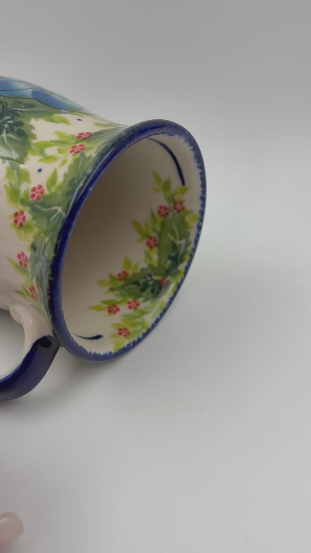 Tulip Mug 10oz. Handcrafted Polish pottery stoneware:  UNIKAT Blue Poppy Dance