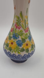 Swirl Vase 6.5”. Handmade Polish pottery.  UNIKAT Yellow Magic