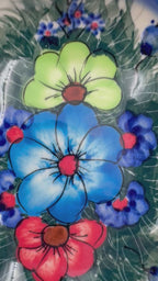 5" Soap Dish.  Handmade Polish pottery.  UNIKAT Forget Me Not Design - Style 1