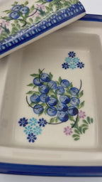 Butter Dish Deep: Hand crafted Polish pottery stoneware: UNIKAT Blueberry