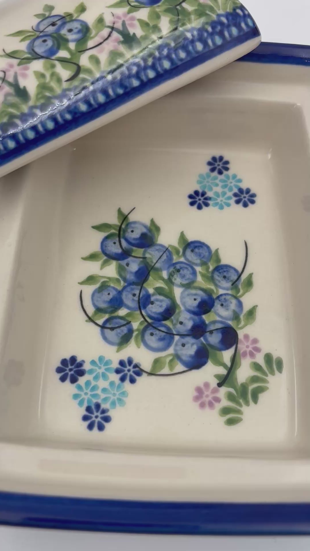 Butter Dish Deep: Hand crafted Polish pottery stoneware: UNIKAT Blueberry