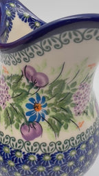37 oz. Pitcher.  Hand painted Polish pottery stoneware.  UNIKAT Floral Garden