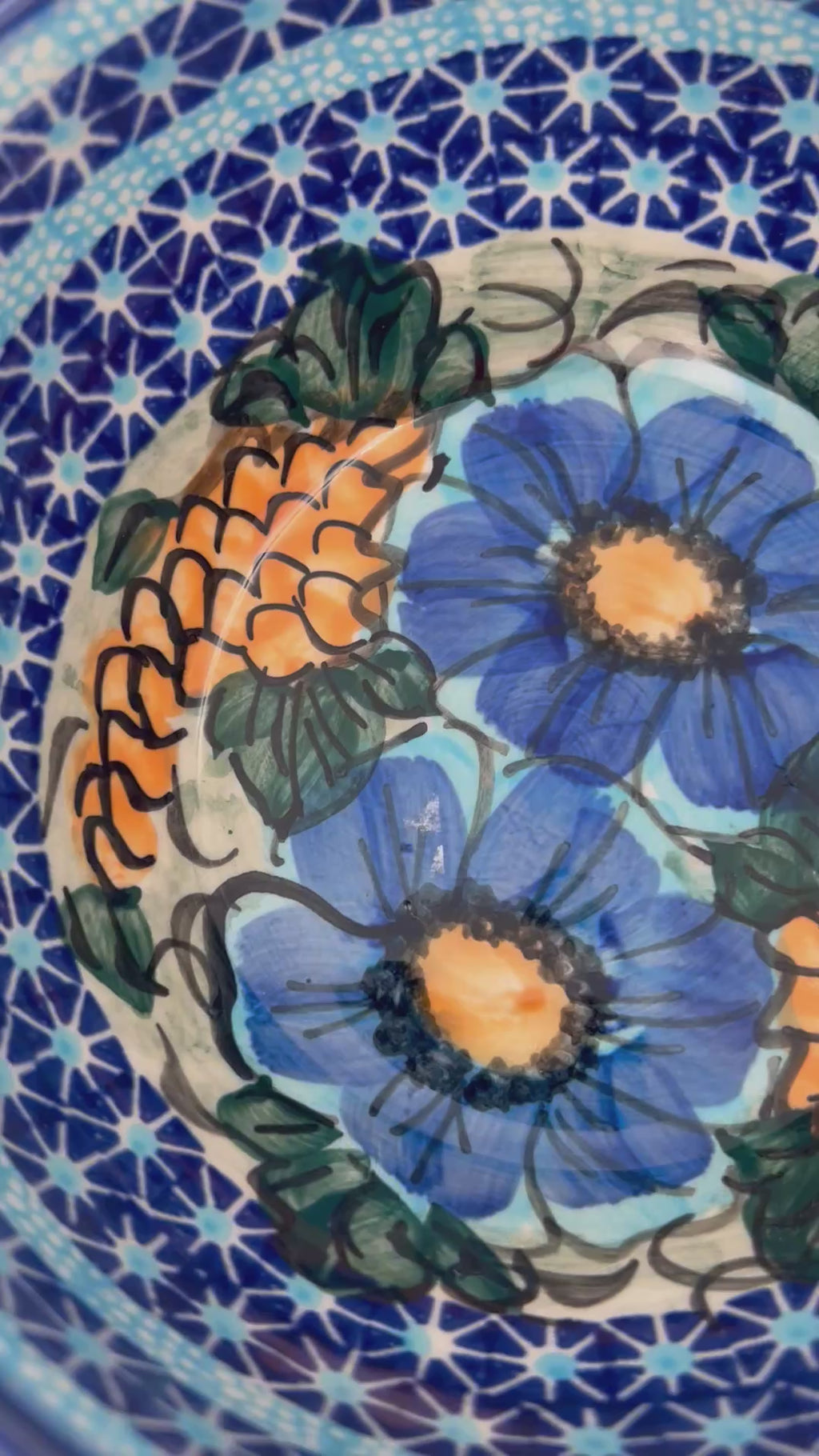 Polish pottery 6.” Farm Bowl in the UNIKAT Corn in the Blue Pattern pattern. 27 ounces of fluid.
Dimension 6.3” X 2.99"
Cer-Raf Company
