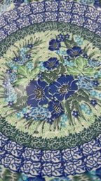 9”  Bowl.  Hand crafted Polish pottery stoneware: UNIKAT Moody Blues Design