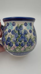 10 oz Bubble Mug. Handcrafted Polish pottery stoneware:  UNIKAT Blueberry Design