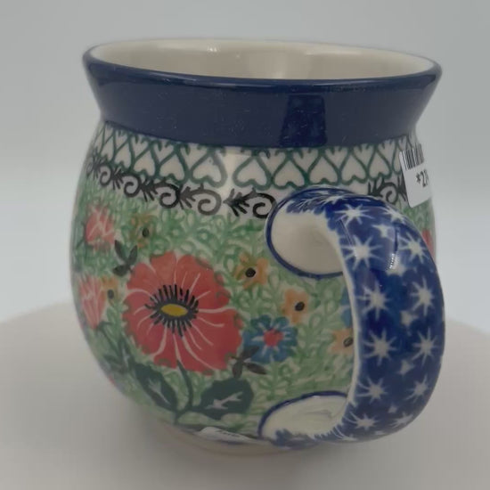 12 oz Polish Pottery bubble mug is made by talented artisans from Poland UNIKAT Poppy Parade Design. Ceramika Artystyczna Company