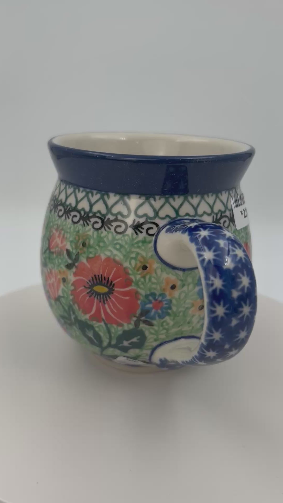 12 oz Polish Pottery bubble mug is made by talented artisans from Poland UNIKAT Poppy Parade Design. Ceramika Artystyczna Company