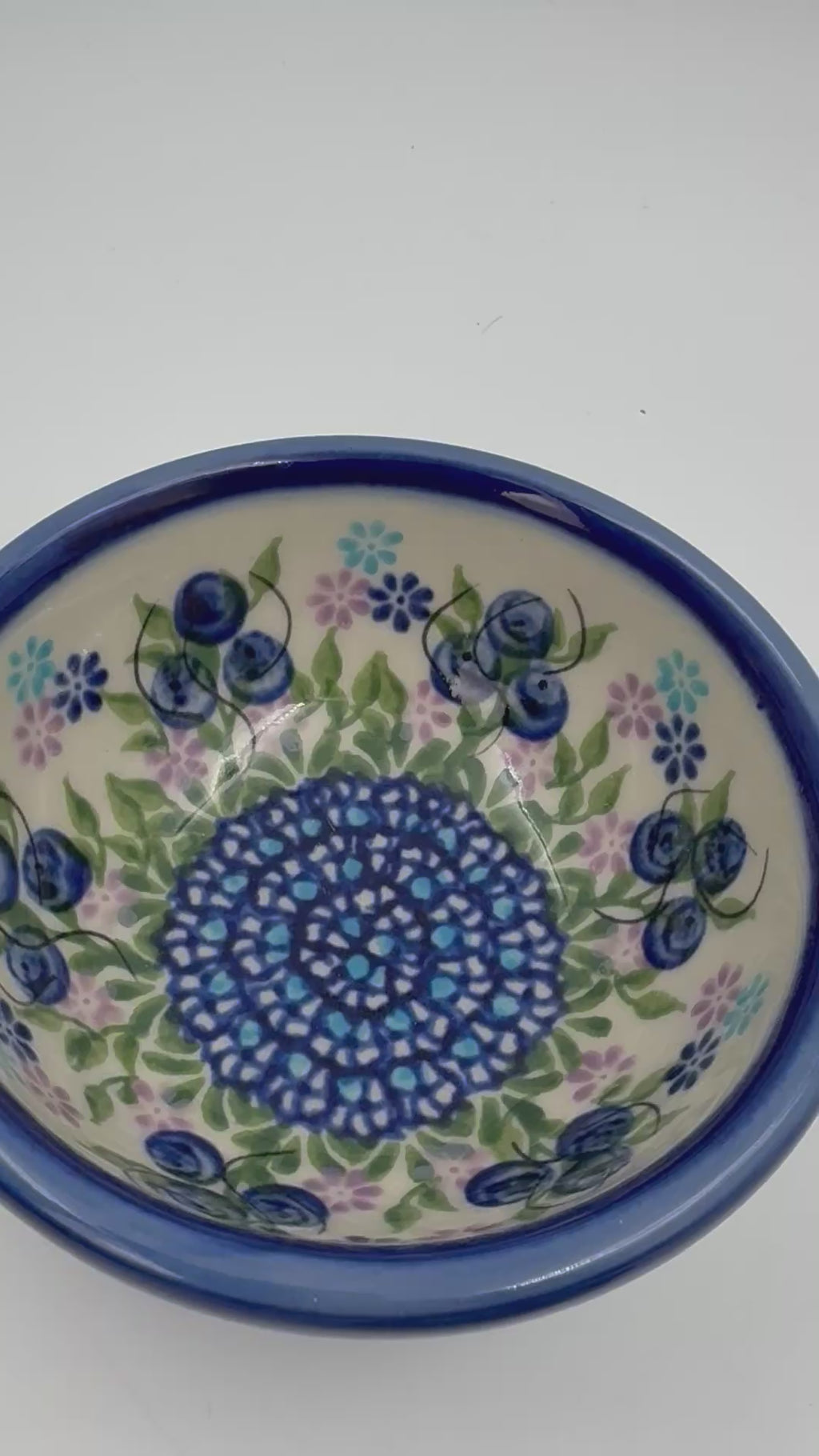 Small Set 3 stacking Bowls.  Hand crafted Polish pottery stoneware:  UNIKAT Blueberry Design