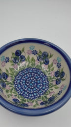 Small Set 3 stacking Bowls.  Hand crafted Polish pottery stoneware:  UNIKAT Blueberry Design