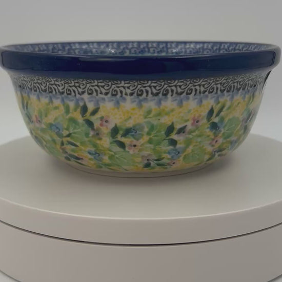 Polish pottery 6.57” blue floral stacking bowl in the UNIKAT &nbsp;Blue Hydrangea Pattern.  It holds 24 ounces of fluid Dimension
Ceramika Artystyczna Company