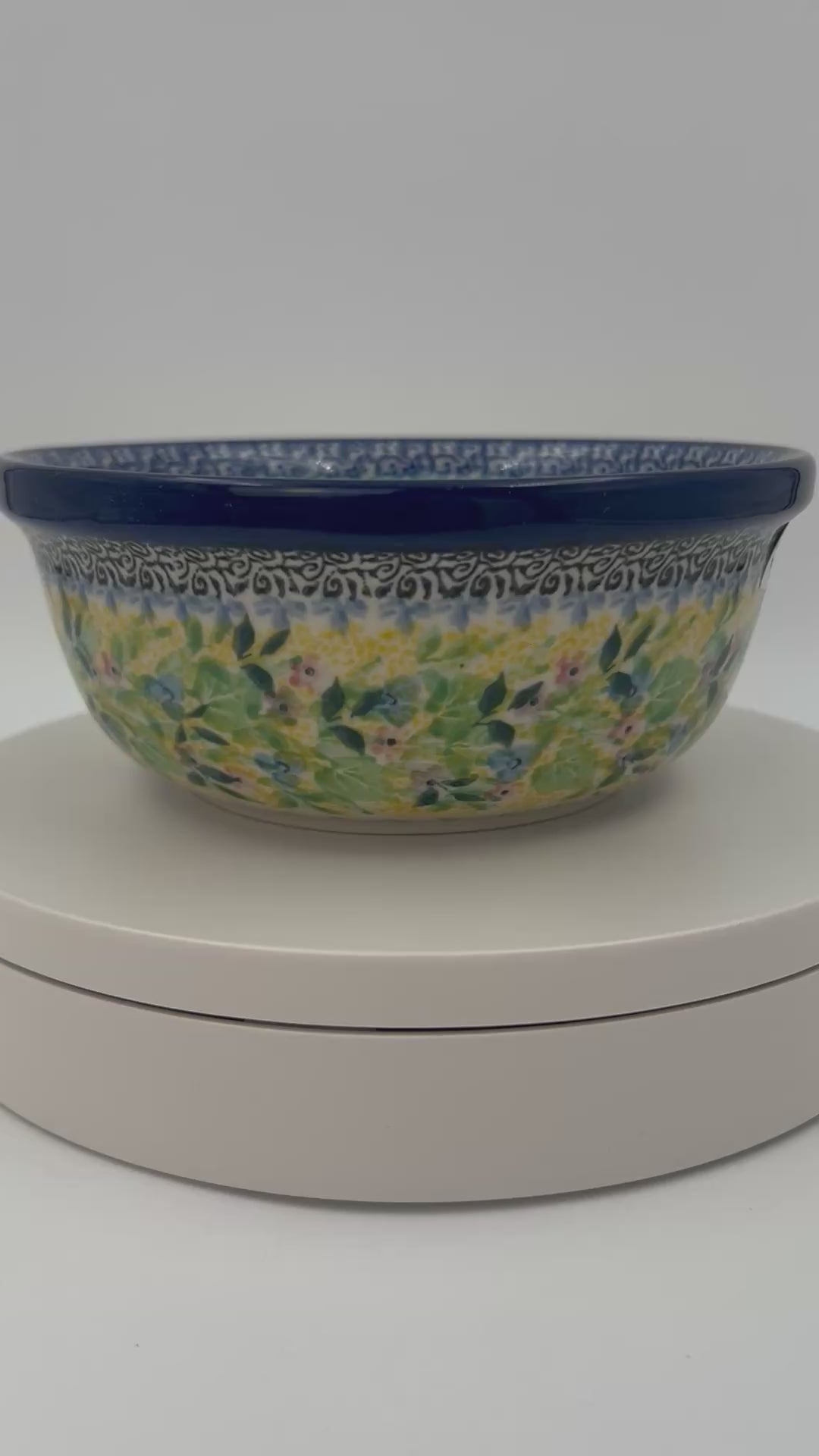 Polish pottery 6.57” blue floral stacking bowl in the UNIKAT &nbsp;Blue Hydrangea Pattern.  It holds 24 ounces of fluid Dimension
Ceramika Artystyczna Company