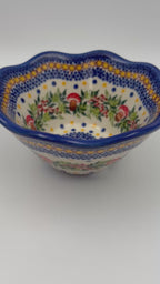 6” Small Viki Bowl.  Hand crafted Polish pottery stoneware:  UNIKAT Mushroom Design