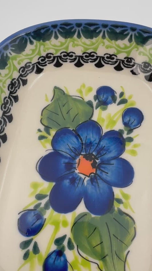 6" Butter Platter: UNIKAT Blue Poppy Garden