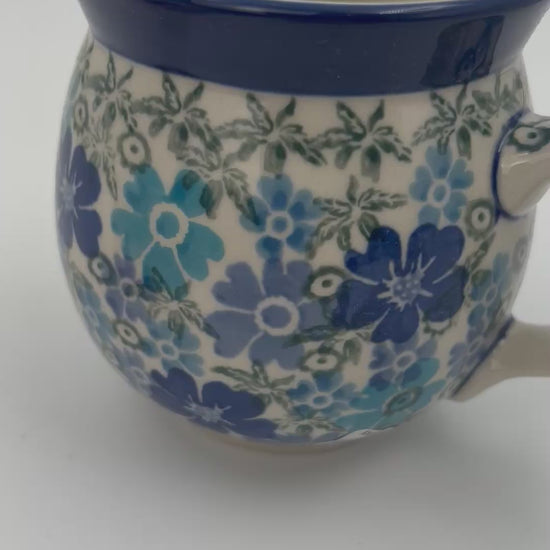 12 oz Polish Pottery UNIKAT bubble mug is made by talented artisans from Poland UNIKAT Fields of Blue Design. Ceramika Artystyczna Company