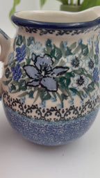 17 oz. Pitcher.  Hand painted Polish pottery stoneware.  UNIKAT Rhapsody in Blue
