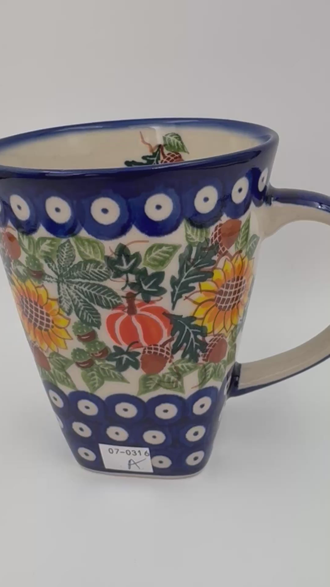 Mug XL 18oz. Handcrafted Polish pottery stoneware:  UNIKAT Sunflower Meadow