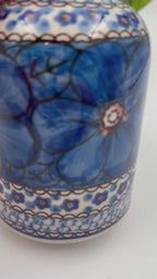 Soap Dispenser 5”.  Handmade Polish pottery.  UNIKAT Cobalt Poppies Design