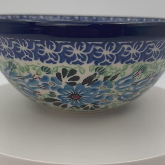 Polish pottery 6.” Bowl in the UNIKAT Windswept Blues pattern.
Ceramika Artystyczna Company